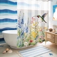 thumbnail image 5 of No Hook Shower Curtain, Floral Hummingbird Shower Curtains for Bathroom with See Through Top Window, Spring Watercolor Flowers Waterproof & Washable Bath Curtain Extra Long 72"x96", 5 of 9