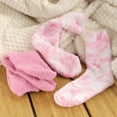 thumbnail image 3 of BambooMN Women's Girl Fuzzy Warm Fluffy Tie-Dye Colorful Fun Crew Socks - Raspberry Sorbet - Extra Large - 2 Pairs, 3 of 6
