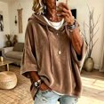 thumbnail image 2 of IAJDKMEK Women's 3/4 Sleeve Velvet Hoodie - Casual Hoodies for Women, Solid Color Pullover, Soft Plush Fall Outfits, Luxe Feel, 2 of 6