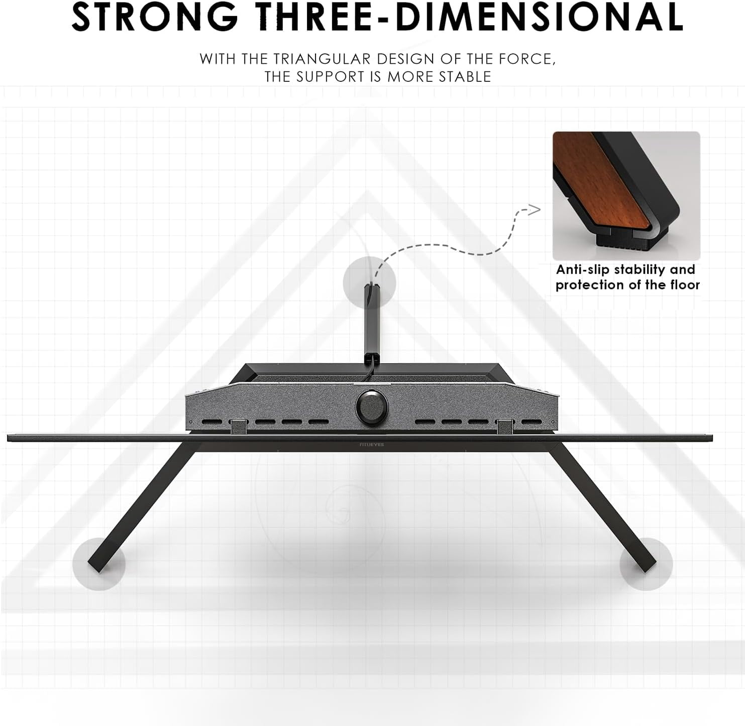 FITUEYES Picasso Series Corner TV Stand for 55–78 Inch TVs, Black & Walnut, Cable Management