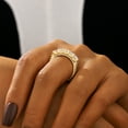 thumbnail image 6 of SFTING Wedding Band for Women Half Eternity Ring 925 Sterling Silver 5A Cubic Zirconia Stacking Ring Yellow Size 7, 6 of 7
