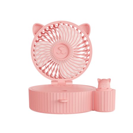 

Egebert Small Portable Desk Fan Foldable Battery Operated Spray Cooling Fan Handheld Hanging Neck Personal Fan Mute Humidify Indoor/Outdoor Use 3 Speeds Pink