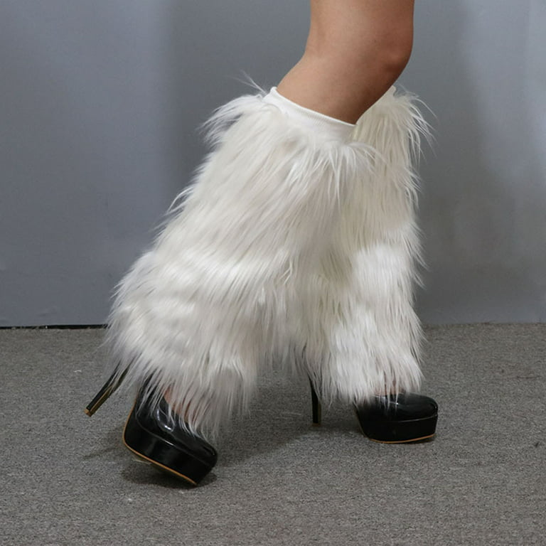 Bobasndm Faux Fur Leg Warmers Fur Heels Long Boots Cuff Cover, Furry Soft  Fur Leg Warmers for Boots