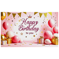 thumbnail image 7 of Pink Themed Happy Birthday Banner with Crown Element Party Decoration Backdrop for Birthday Parties Photography Props and Home Decorations, 7 of 7