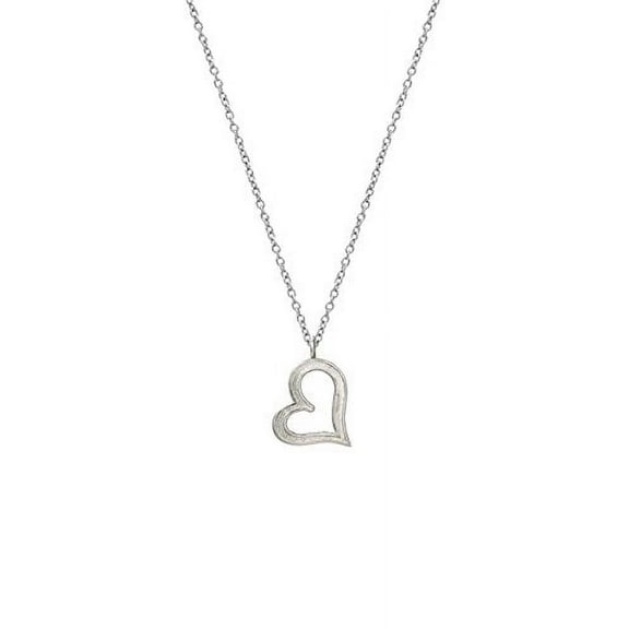Sterling Silver Small Sideways Open Heart Pendant Necklace, 18"