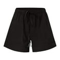 thumbnail image 6 of Summer Cotton Shorts Womens Plus Size Drawstring Elastic Waist Stretch Wide Leg Shorts with Pockets Beach Casual Pant (5XL, Black), 6 of 7