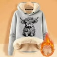 thumbnail image 2 of Puliio Womens Plus Size Hoodies Cute Cow Print Casual Fashion Plus Thick Long Sleeved Hoodie Soft Added Fleece Warm Comfortable Drawstring Hoody Pullover With Pocket, 2 of 4