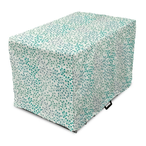 Romance Dog Crate Cover, Branch in Old Fashioned Romantic Minimalist Style Simplistic Art Print, Easy to Use Pet Kennel Cover Small Dogs Puppies Kittens, 7 Sizes, Teal Slate Blue, by Ambesonne