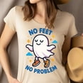 thumbnail image 4 of No Feet No Problem Shirt | Funny Ghost Graphic Tee | Unisex Casual T-Shirt, Azalea, Size S, 4 of 6