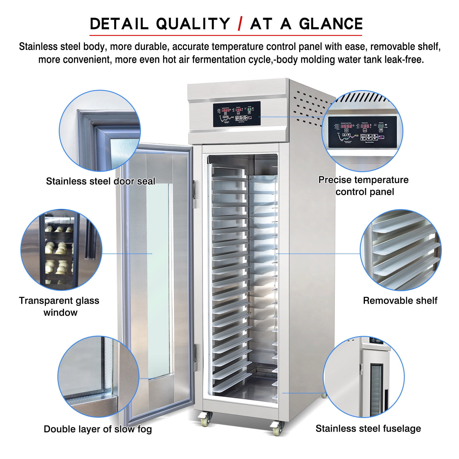 Kolice Commercial Automatic Bakery Dough Proofer, Bread/Dough Baking Proofer Machine-Integrated Cooling, Thawing,Keep Fresh and Fermentation.18 Tray,650L,Temperature : 0C to 45C