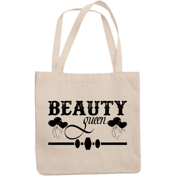 12oz Canvas Tote Bag - Beauty Queen, Name for Beautiful Women - Beauty Themed Merch for Makeup Artist or Cosmetologist, Gift for Makeup Lovers & Beauticians