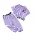 thumbnail image 2 of Kids 2 Pieces Outfits Cropped T Shirt and Long Pants Tracksuits Set Sportwear For Girls, 2 of 5