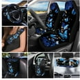 thumbnail image 2 of Jeiento Butterfly Car Front Back Seat Covers with Steering Wheel Cover Seat Belt Pads Cup Coasters Garbage Cans Rear View Mirror Cover Keychain Blue Air Vent Storage Holder Set of 15, 2 of 7