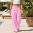 thumbnail image 7 of SELONE High Waisted Dress Pants for Women Wide Leg Trousers Elastic Waist Drawstring Pants with Pockets Outerwear Pink M, 7 of 7