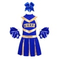 thumbnail image 2 of iixpin Cheer Leader Costume for Girls Sports Dress Outfit 6-16 Years Cheerleading Uniform Performance Dancewear A Blue 12, 2 of 6