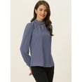 thumbnail image 3 of Dde San Patricio profesional Blusas de gade manlarcon cuello alto elegante pamujer  Violeta-gris M, 3 of 6
