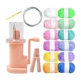 thumbnail image 1 of Máquina de Tejer a Mano, Mini Herramientas de Bobinado de Adorno Operadas a Mano Dispositivo de Hilo Trenzado Telar para Pulsera de Bricolaje Hecha a Hilo de 12 colores rosa Macarena Tejedora de carrete manual, 1 of 8