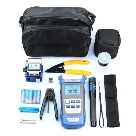 

Fiber Optic FTTH Tool Kit Optical Power Meter Fiber Cleaver Wire Stripper Optical Fiber Cold Connection Tools Set with Storage Bag