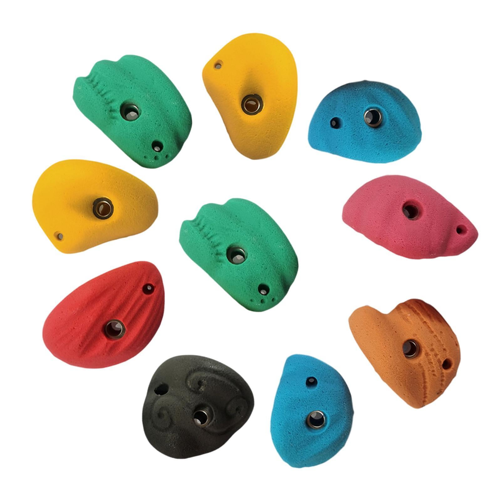 Colaxi 10Pcs Rock Climbing Holds Rock Wall Climbing Kit Practical Beginners Training Rock Wall Grips for Outdoor Climbing Tree House withoutBackNailScrew