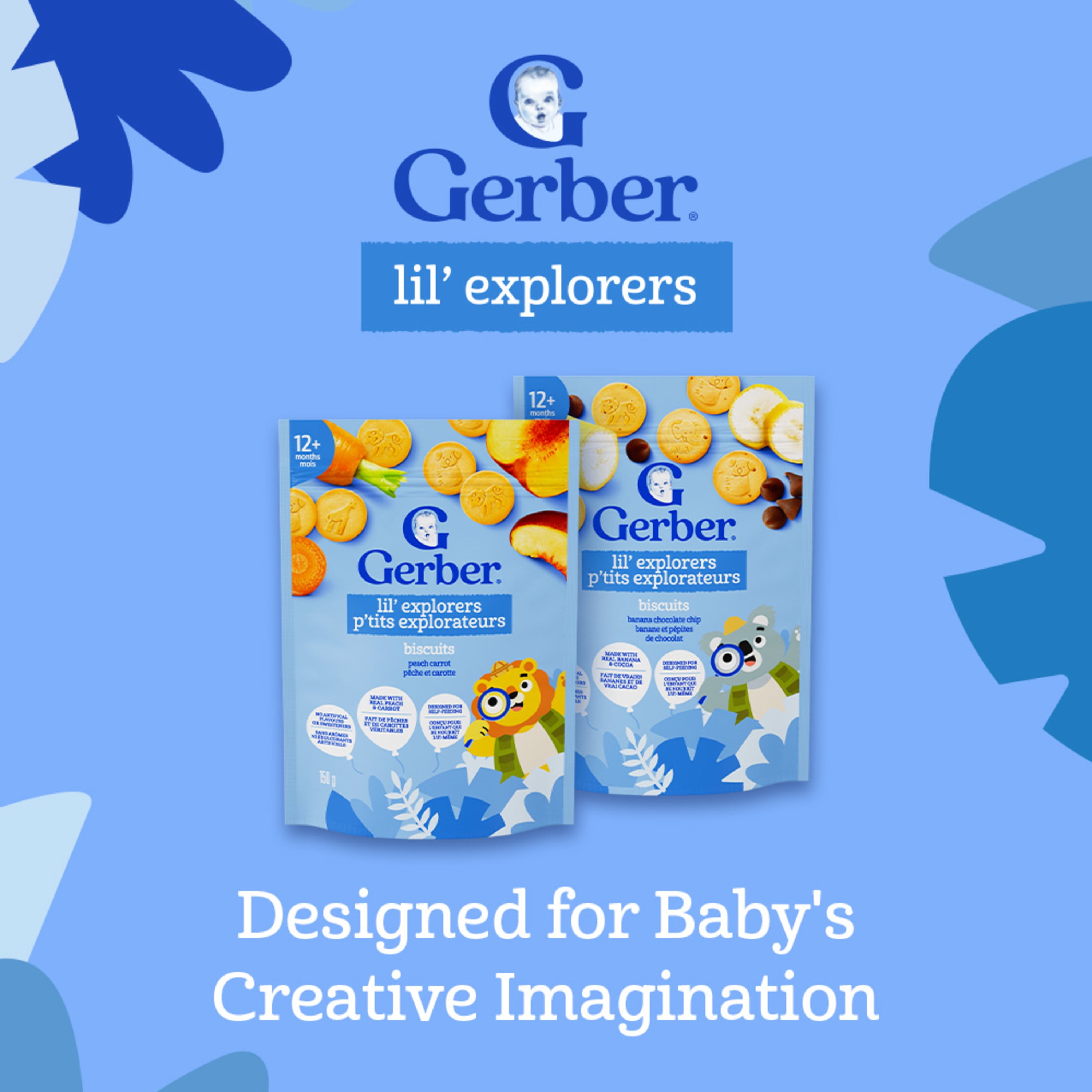 GERBER Lil' Explorers Peach Carrot Biscuits, 12 Months & Up, Made With Real Peach and Carrot