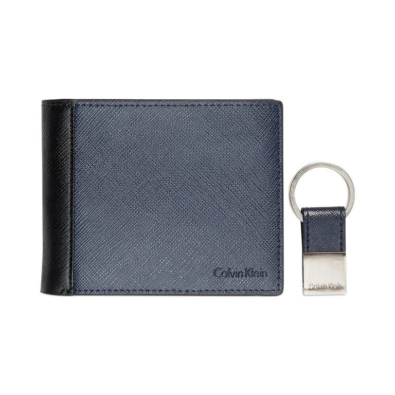 Calvin Klein Saffiano Leather Two-Tone Bifold Wallet & Key Fob