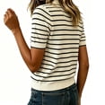 thumbnail image 4 of Hurxie Women Short Sleeve Sweater V Neck Knitted Tops Casual Ribbed Shirt Loose Pullover Sweater White,XL, 4 of 5