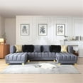 thumbnail image 3 of Maklaine Modern U-Shaped Velvet Sectional Sofa with 6 Pillows in Gray, 3 of 7