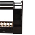 thumbnail image 5 of 91.3'' x 42.4'' x 65.7'' Twin Over Twin Bunk Bed with 3 Twin Bed Frame with 4 Drawer, Ladder and Safety Rail, Space-Saving Design Sleeping Bedroom Furniture for Teens' BedRoom, 240lbs, Espresso, SS107, 5 of 8