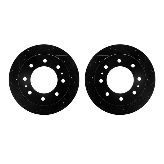 Dynamic Friction Company Rear Brake Rotors-Drilled and Slotted-Black 8002-48069