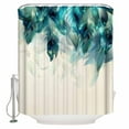 thumbnail image 2 of Teal Feather Bathroom Curtain 78 Inch Shower Curtain with Hooks, Farmhouse Feather Art Teal Ombre Waterproof Polyester Bath Curtain Washable Bathtub Curtain 54''x 78'', 2 of 6
