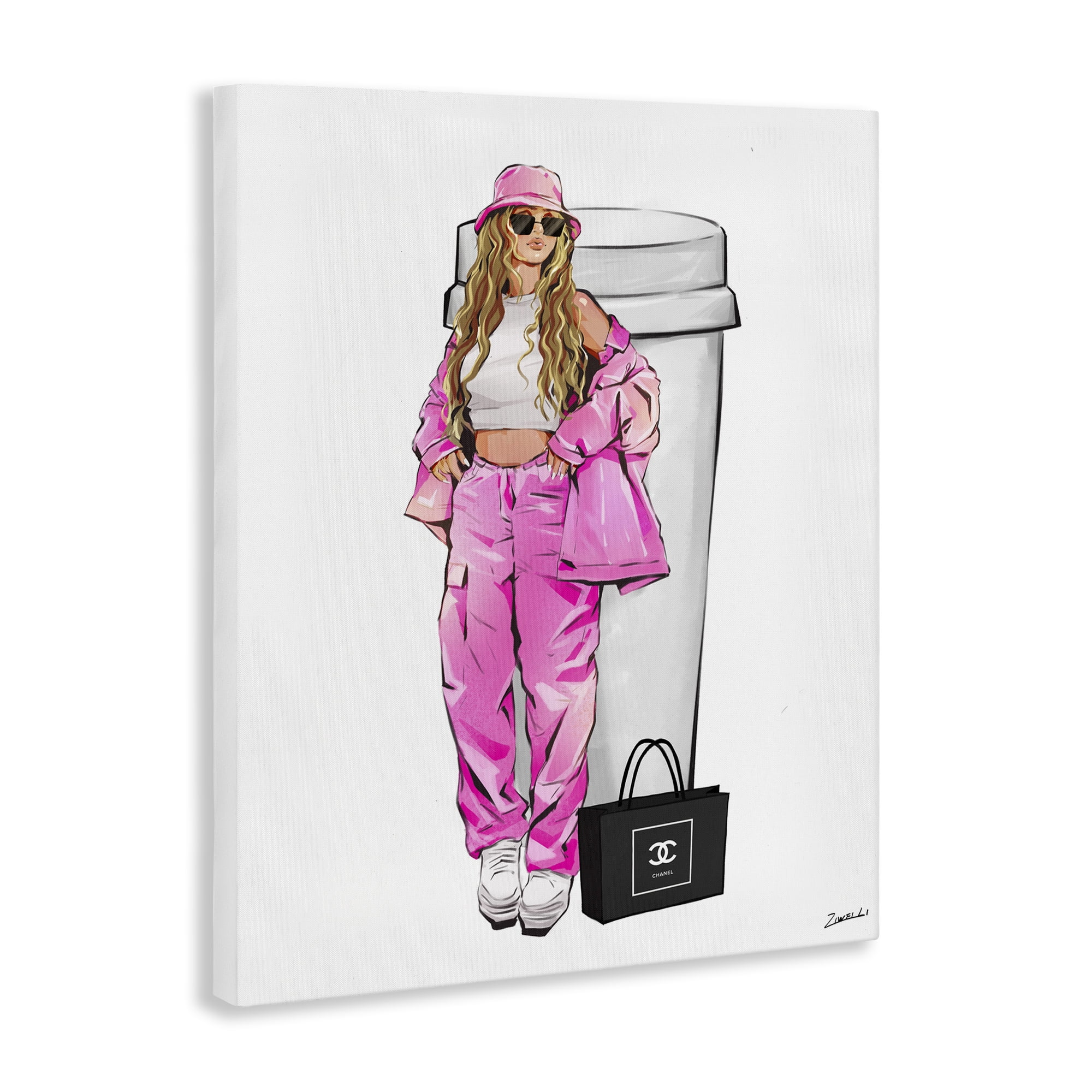 Stupell Industries Coffee Cup Fashionista Food & Beverage Painting Wrapped Canvas Art Print Wall Art, 24 x 30