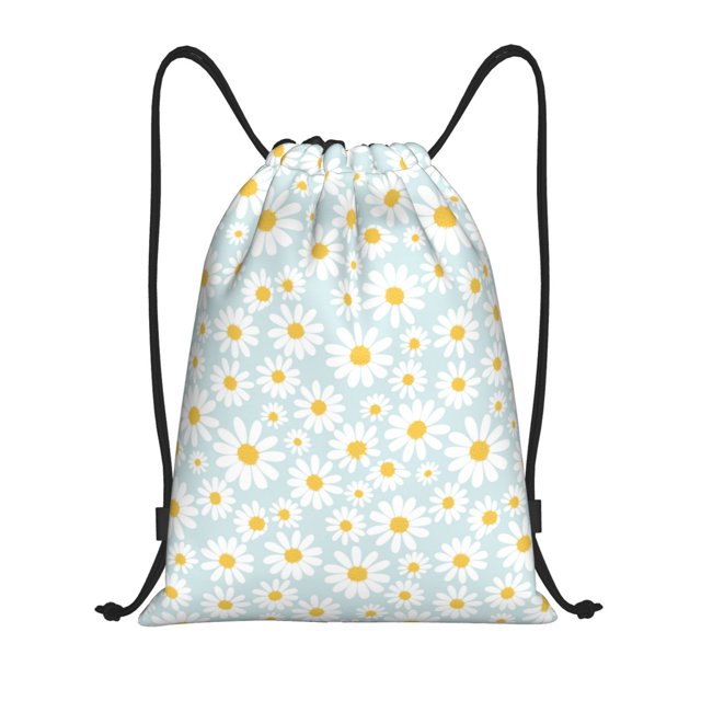 Fotbe Daisies Flowers Bolsa Mochila con Cordón Estampada, Bolsa de Gimnasio Deportiva, Bolsa Cinch, Bolsa con Cordón para Hombres y Mujeres-Medium