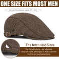 thumbnail image 5 of Bocaoying 2 Pcs Newsboy Caps for Men, Adjustable Flat Cap with Cotton-Poly Blend Tweed, Beret with Soft Lining Sweatband, Classic Peaked Brim Cap for Driving, Casual, Golf, One Size, Black/Coffee, 5 of 7
