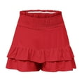 thumbnail image 6 of Charmgo Womens Shorts Casual Shorts for Women 2025 Summer High Waisted Ruffle Shorts Flowy Pleated Hem Casual Shorts Butterfly Shorts Women Summer Shorts for Women Red3 XL, 6 of 7