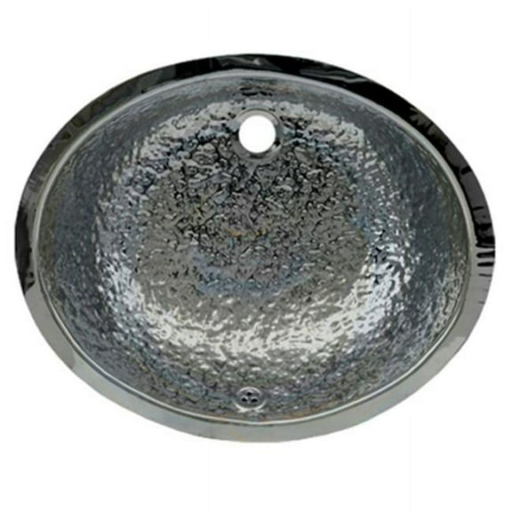 Decorative Oval Hammered Textured Undermount Basin with Overflow and a 1 1/4" Rear Center Drain - Polished Stainless Steel
