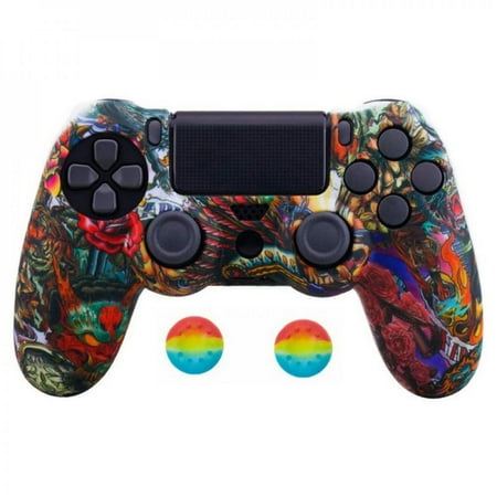 For PS4 Slim Pro Controller Skin Grip Cover Case Protective Silicone Gamepad Housing Shell + 2 Joystick Cap