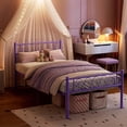 thumbnail image 7 of GarveeHome Purple Twin Metal Bed Frame with Heart-Shaped Headboard & Footboard, Sturdy Platform Bed with 12.2" Underbed Storage, No Box Spring Needed, Easy Assembly, 7 of 7