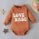 thumbnail image 2 of Body De Bebé Canastilla Onesies Para Niños Pequeños Otoño Primavera Niñas Niños Lindo Mameluco Manga Larga Botón Sudadera Mono Marrón Odeerbi  LM103-6243, 2 of 8