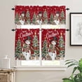 thumbnail image 2 of Red Merry Christmas Snowman Kitchen Curtains and Valances Set, Xmas Tree Snowflake deer Animal Rod Pocket Window Valance Window Curtain Panels for Living Room Bedroom Laundry, 27.5x36in, 3 Pieces, 2 of 7