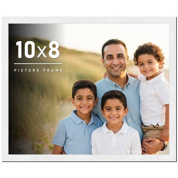 10x8 Frame White Solid Wood Picture Frame Includes UV Acrylic Shatter Guard Front, Acid Free Foam