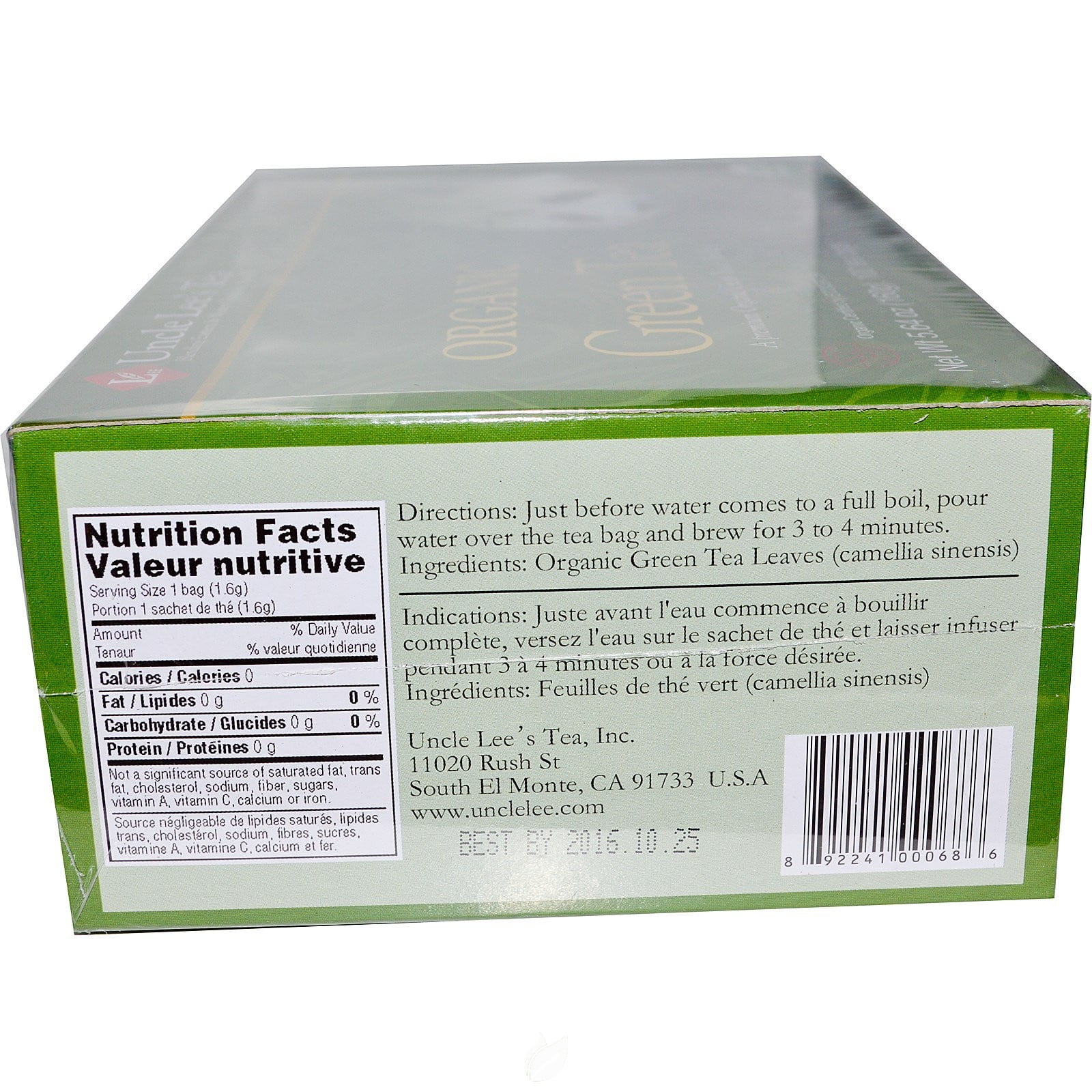 (3 Pack) Uncle Lee'S Tea Organic Green Tea 100 Bag