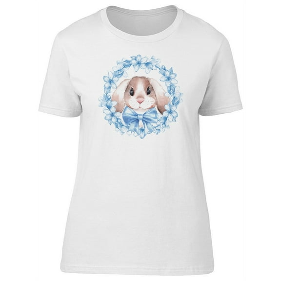 Floral Wreath & Cute Baby Rabbit T-Shirt Women -Image by Shutterstock, Female Small