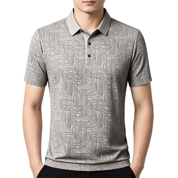 Mfakffe Golf Shirts for Men Summer Classic Polo Tees Big and Tall Ice Silk Short Sleeve Tshirt Business Collared Top (Beige, 2XL)