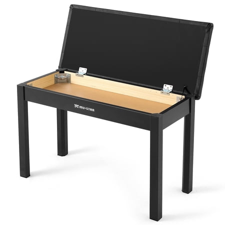 Mustar Duet Piano Bench Wood Stool with Storage, Padded Cushion for Keyboard Piano