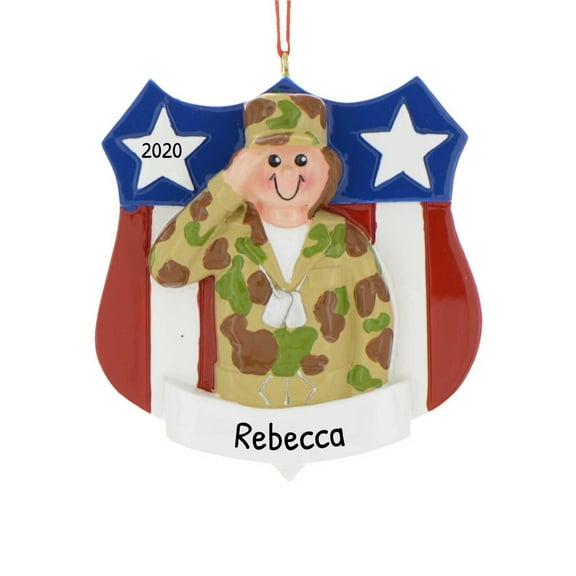 Ornaments by Elves Personalized Army Woman Badge Christmas Tree Ornaments 2024 Holiday Decors .25lbs