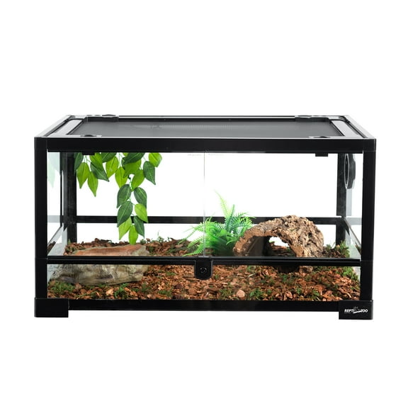 REPTIZOO Full Glass Reptile Terrarium with Double Swing Doors