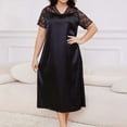 thumbnail image 5 of ylioge Plus Size Nightgowns for Women XL-5X Lightweight Silk Pajama Dresses Ladies Casual Solid Lace Splice Short Sleeve V Neck Sleepshirts, 5 of 5