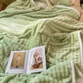 thumbnail image 1 of Fleece Throw Blanket, Staron 2026 Soft Warm Fluffy Cream Solid Color Blanket, Upgraded Striped Microfiber Polyester Couch Blanket Machine Washable Year Round, Green, 1 of 6