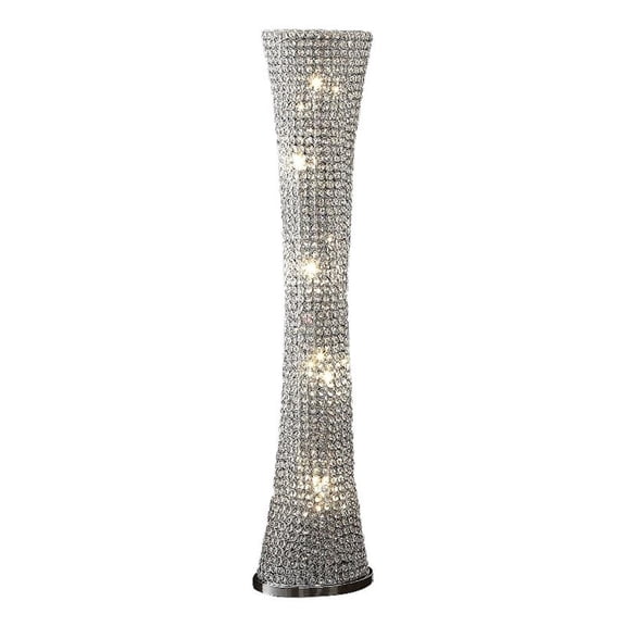 Benjara Wren 57" Floor Lamp- Crystal Base with Subtle Curve- Metal- Silver