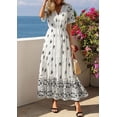 thumbnail image 4 of PRETTYGARDEN Womens Summer Boho Maxi Dress Trendy Short Sleeve V Neck Flowy Beach Floral Dresses with Pockets, 4 of 8